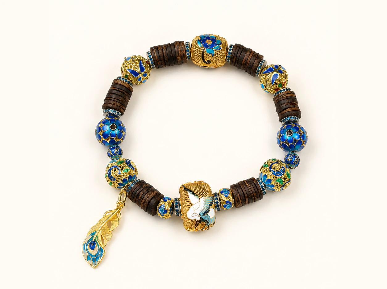 Made by Slowness Kynam agarwood and enamel bracelet