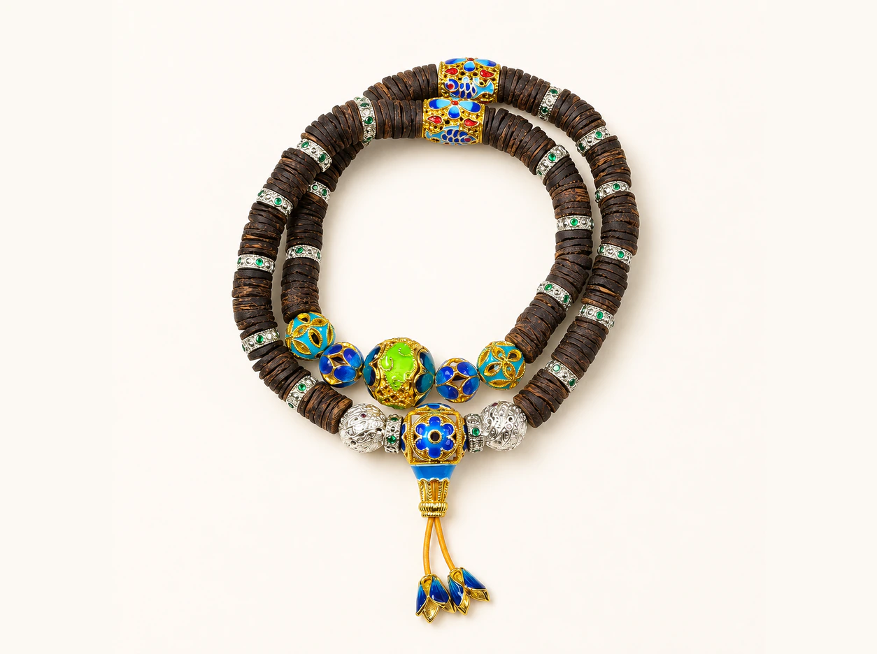Room Enough Kynam agarwood and enamel bracelet