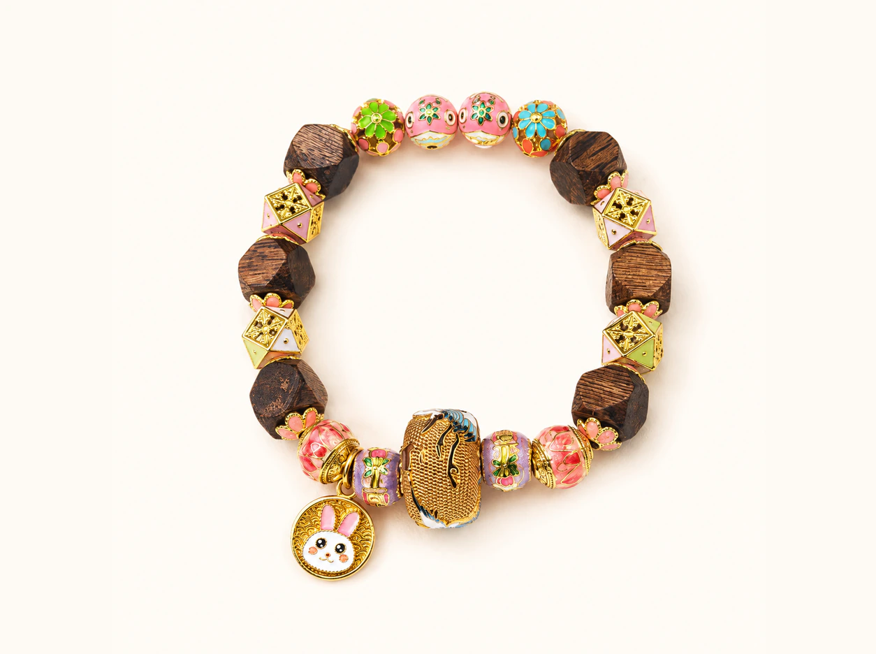 Unmoored Kynam agarwood and enamel bracelet