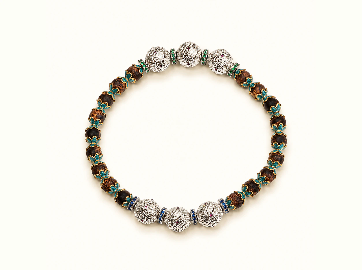 Unspoken Strength Kynam agarwood and enamel bracelet